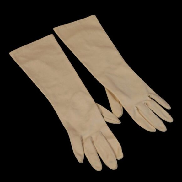 Vintage 1950s Hansen Analon Ivory Opera Gloves 15 Inches Size Small - Picture 1 of 5